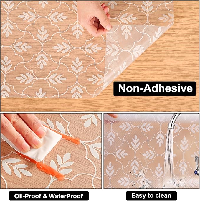 Cooyes Shelf and Drawer Liners for Kitchen Cabinets, Non Adhesive Cabinet Liner, EVA Waterproof Durable Non-Slip Drawer Mats for Shelves, Refrigerator, Storage, Desks(11.8" W x 360" L)