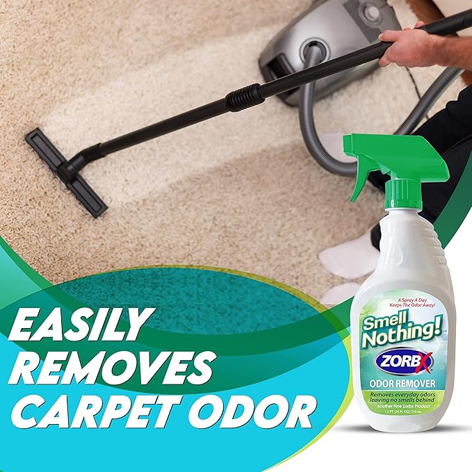 ZORBX Smell Nothing Odor Remover Spray 24 FL Oz – Unscented & Perfume Free Odor Absorber for Strong Odors - Advanced Odor Neutralizer & Pet Odor Remover for Couch, Car, Carpet & Diaper Pail Smells