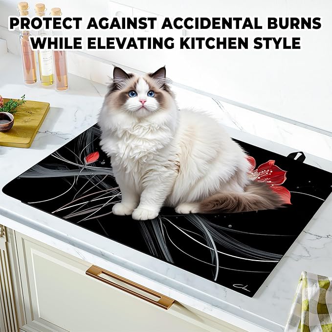 Stove Top Cover for Home Decoration Kitchen Pad Washable Cooktop Covers Countertop Stove Protector Mat for Home Kitchen Cooktops (safflower, 28"x20")