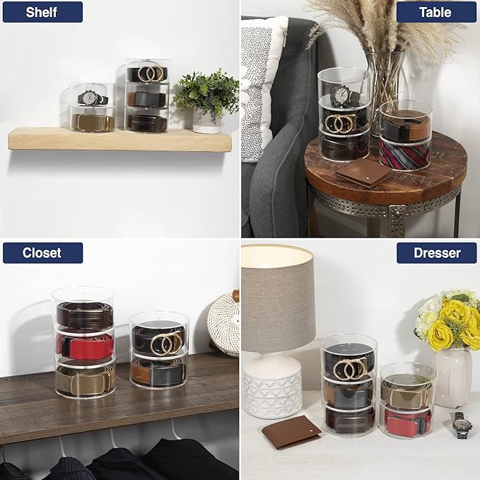 Acrylic Belt Organizer, 10 Layer Belt Holder for Closet or Drawer, Display for Men’s and Women’s Belts, Jewelry, and Watches