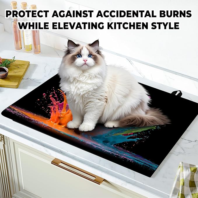 Stove Top Cover for Home Decoration Kitchen Pad Washable Cooktop Covers Countertop Stove Protector Mat for Home Kitchen Cooktops (colorful, 28"x20")