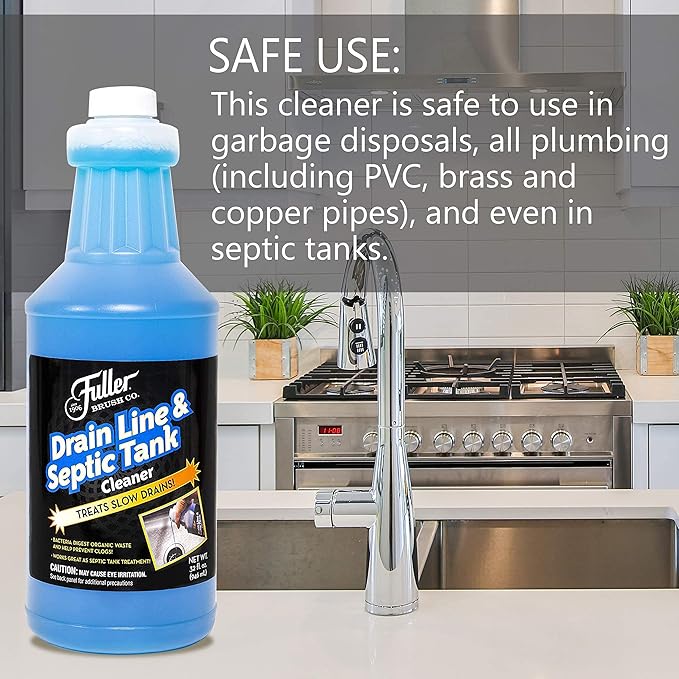 Fuller Brush Drain Line & Septic Tank Cleaner - Powerful Septic System Treatment & Slow Running Drain Solution For Bathroom & Kitchen - Prevent Clogged Drains in Home & Business 2 Pack