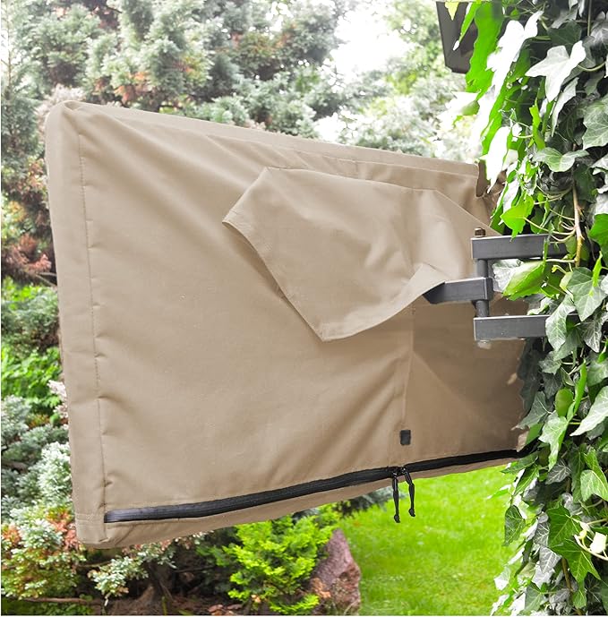 Outdoor TV Cover 48, 49, 50 inch - with Zipper, Weatherproof, Waterproof 360 Degrees Protection, Soft Non Scratch Interior - Beige