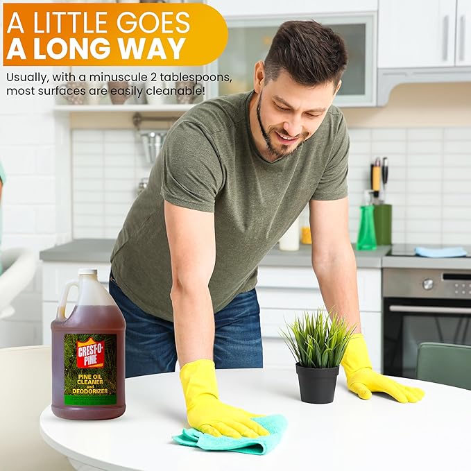 Crest-O-Pine Real Pine Oil Cleaner Concentrate Deodorizer, Multi-Purpose All-Purpose Household Cleaner for Floors, Kitchen, Bathroom, Laundry, Grease & Odor Removal (2, 128 fl oz)