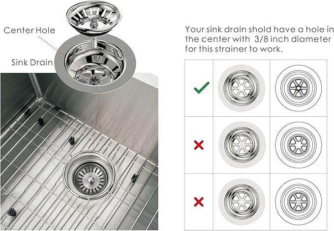 KANARY Stainless Steel Kitchen Sink Strainer Basket-Replacement for Standard Drains(3-1/2 inch)-Ball-Lock Rubber Stopper (2-Pack, Matte Black)