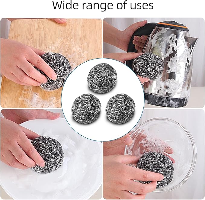 150 Pack Steel Wool Scrubber Pads, Stainless Steel Scrubber, Scrubbing Scouring Pad, Steel Wool Scrubbers for Pots and Pans, Stoves,Broiler Racks,Grills and More