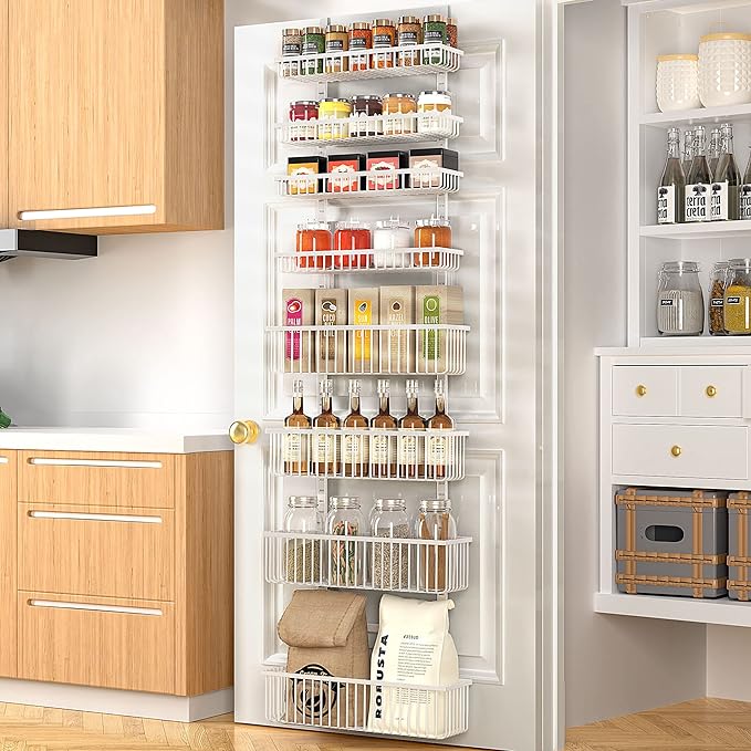 Over-the-Door Pantry Organizer — White Metal