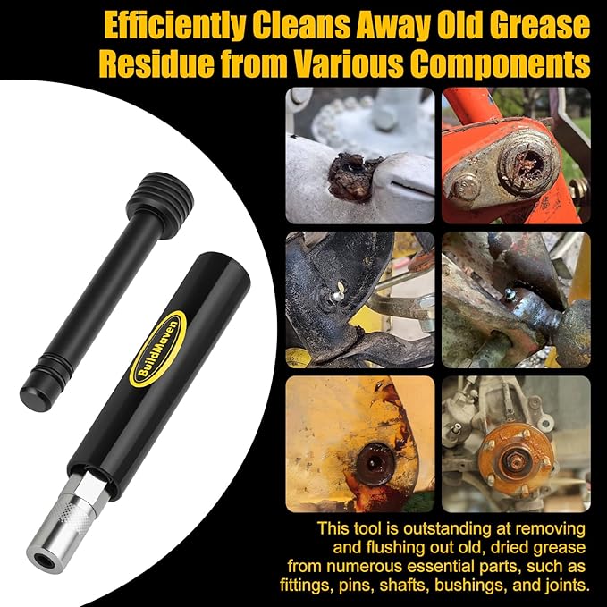 Grease Fitting Cleaning Tool -Grease Zerk Cleaner, Zerk Fitting Cleaning Tool, Remove Old Dried Grease from Fittings, Pins, Shafts, Bushings, and Joints (Black)