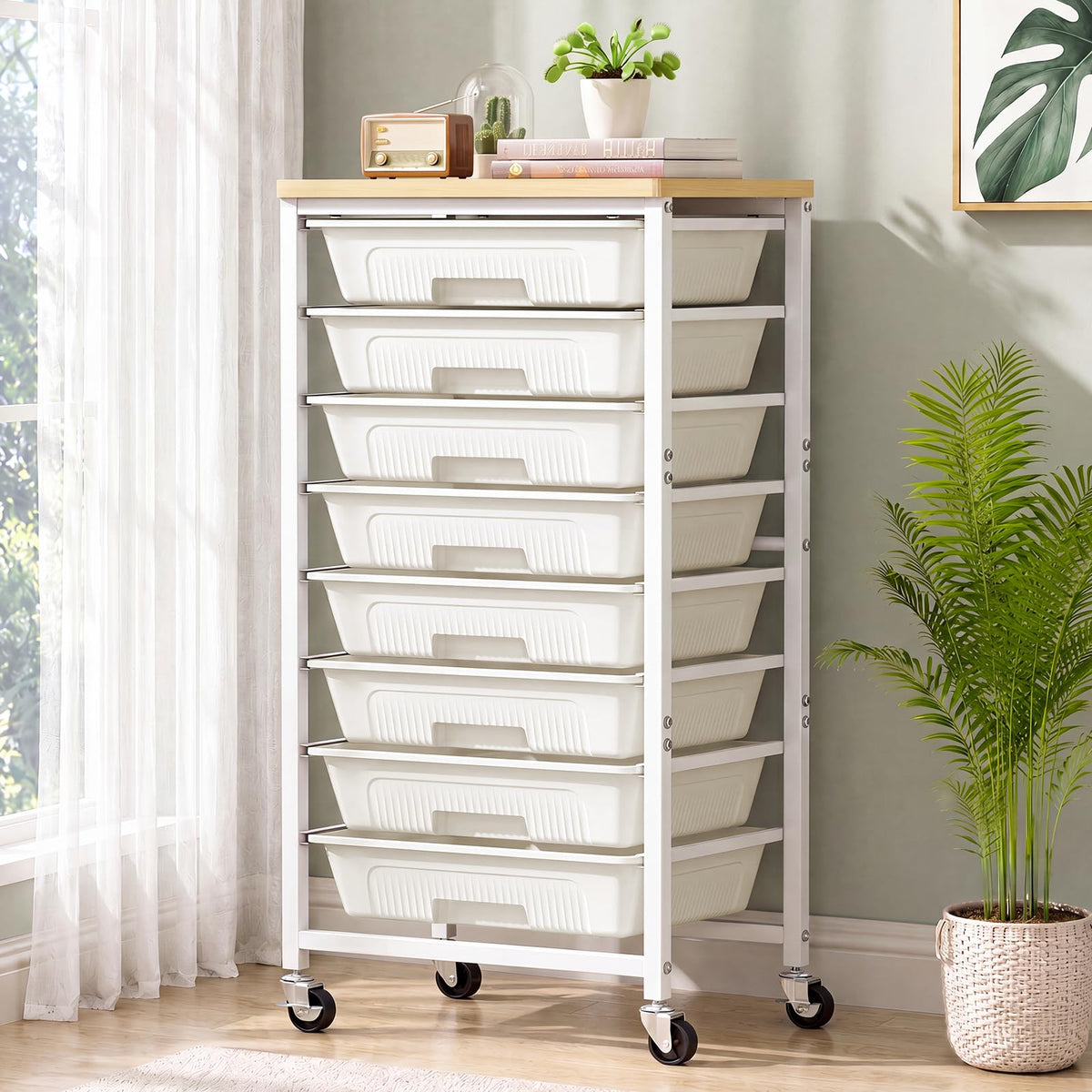 caktraie 8-Drawers Rolling Cart, Craft Storage Utili | Pull Out Organi - Image 1