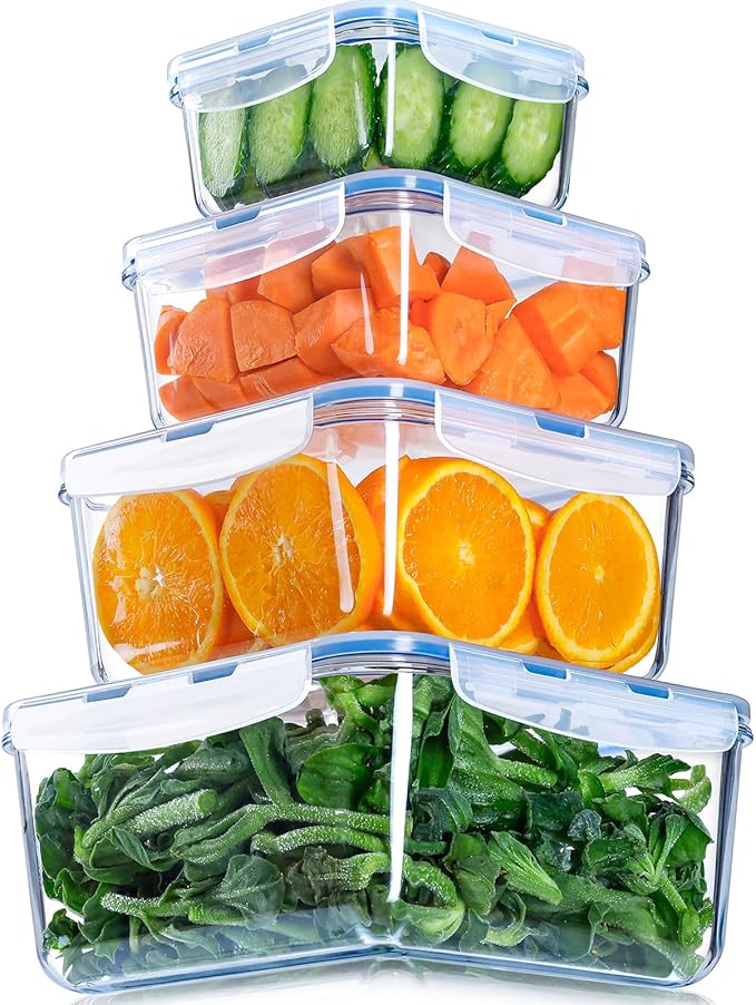NUTRIUPS 17/34/68/112oz Square Large Glass Food Storage Containers with Lids,Glass Baking Dish & Meal Prep Containers with Lids,4-Piece Set