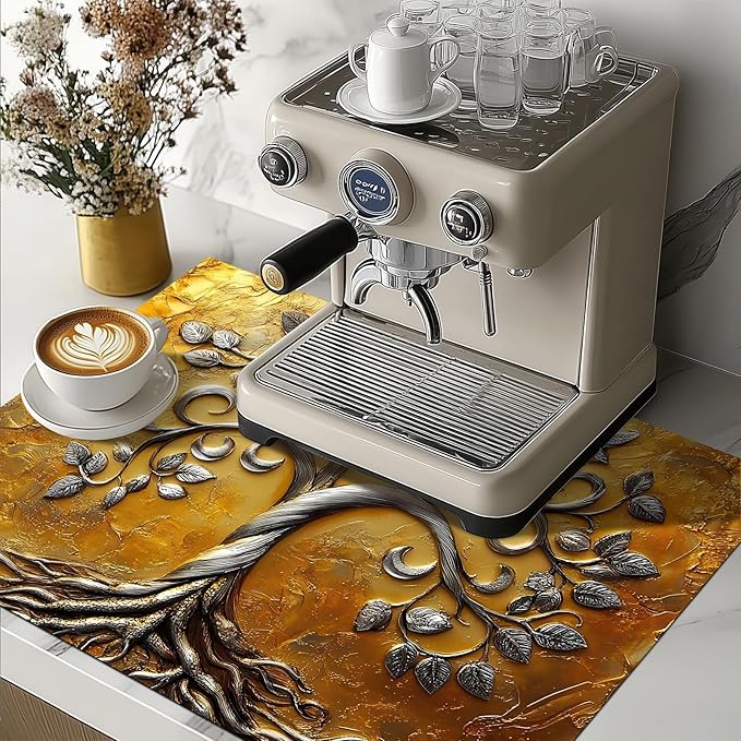 Stove Top Covers Pad Silver Tree of Life Kitchen Decorations 28 x 20 inches Stove Top Cover for Electric Coffee Bar Mats Pad Fit Coffee Maker Machine Countertops and Sinks
