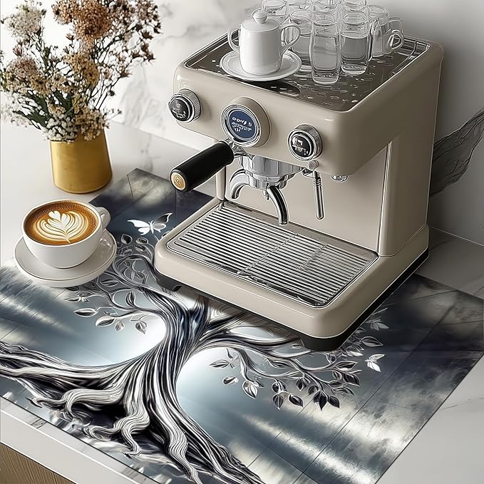 Diatomite Tree of Life Stove Top Cover for Electric Stove Butterfly Dish Drying Mat 28x20 Inch Kitchen Protector Heat Resistant Pad Coffee Mat