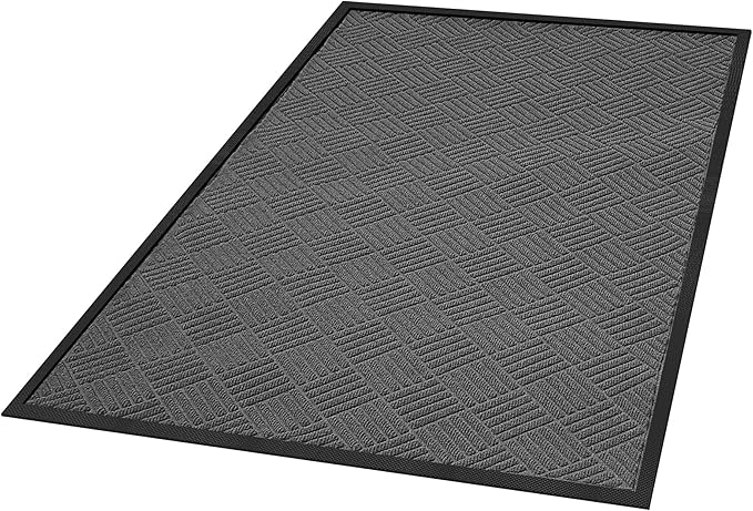 tonchean Front Door Mat 3x5FT Heavy Duty Indoor Outdoor Doormat, Non-Slip Door Mat Indoor Entrance, Rubber Backing Low Profile Mat, Commercial Entrance Doormat for Patio Porch, Grey