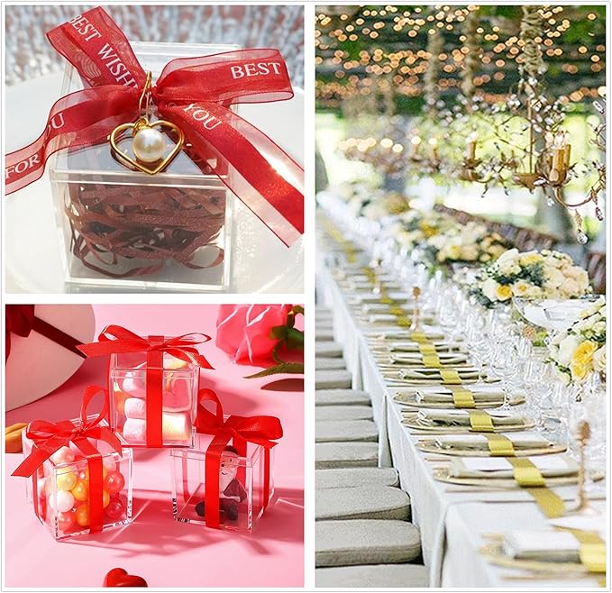 Small Acrylic Box with Lid 12 Pack Clear Acrylic Square Cube Containers Plastic Storage Box for Birthday Valentine's Day Party Favor Candy Pill and Tiny Jewelry Boxes
