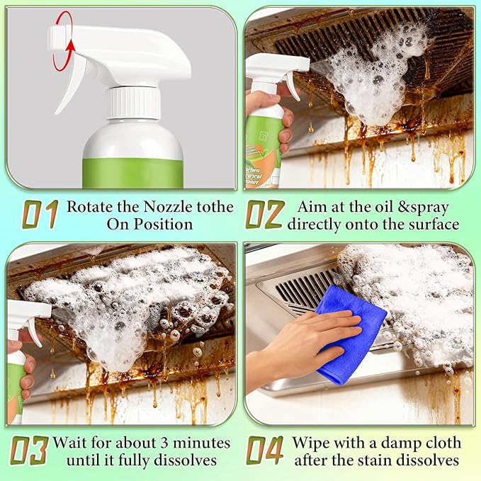 Electrolyzed Ion Kitchen Cleaner Spray,Multi-purpose Kitchen Heavy Duty Cleaner Degreaser forAppliances, Household, Oven, Stove, Range Hood (120ML