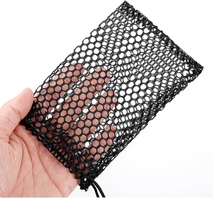 10 Pack Small Mesh Bags, 5.9 x 3.7 Inch Black Mesh Drawstring Bag Mini Nylon Net Bags with Drawstrings Small Travel Stuff Bags for Mini Stuff