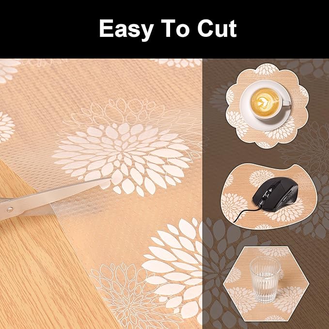 Cooyes Shelf and Drawer Liners for Kitchen Cabinets, Non Adhesive Cabinet Liner, EVA Waterproof Durable Non-Slip Drawer Mats for Shelves, Refrigerator, Storage, Desks(23.6" W x 118" L)