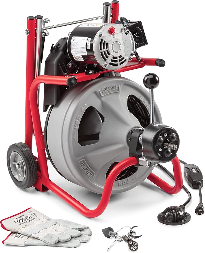 RIDGID 52363 Model K-400 Drain Cleaning 120-Volt Drum Machine Kit with C-32IW 3/8" x 75' Cable