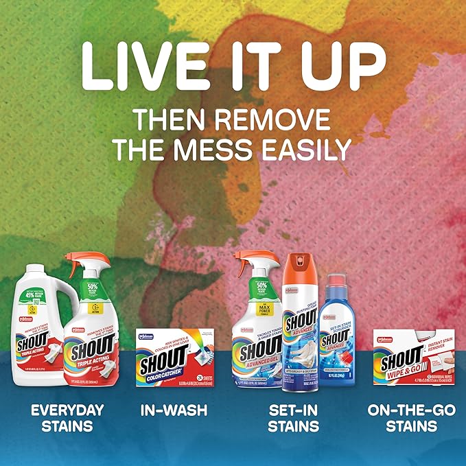 Shout Advanced Laundry Stain Remover Gel for Clothes Laundry, Breaks down stubborn, dried-in, and tough stains, 22oz Spray (Packaging May Vary)