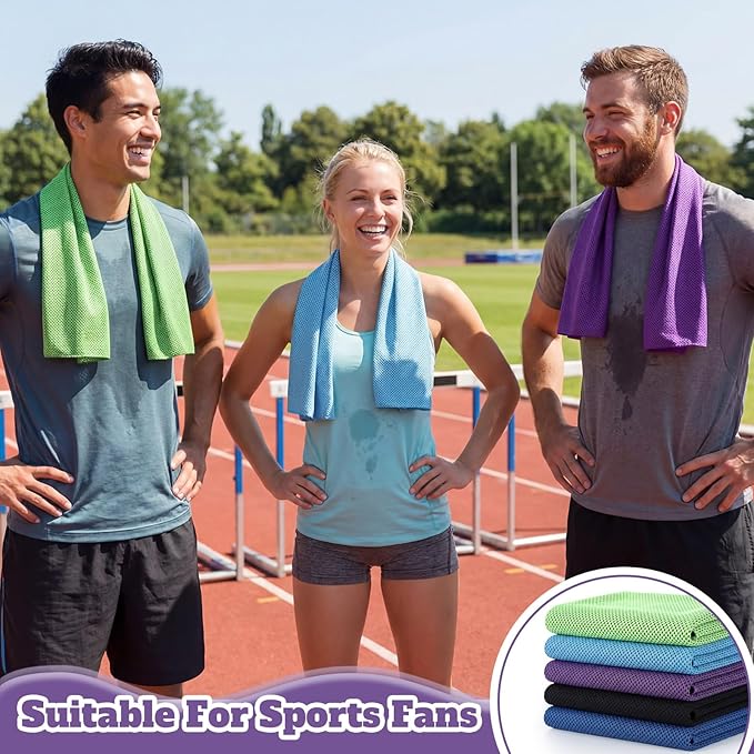 Honoson Cooling Towel Bulk - Neck & Face Cool Chilly Towels Microfiber Breathable Sport Sweat Rag for Gym, Yoga, Travel, Camping, Running, Outdoor
