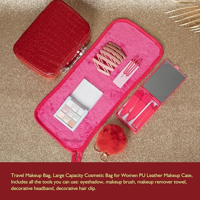 Valentines Gifts Birthday Gifts for Women Teens Girls, Spa Gift Set for Women, 12 Pcs Rose Vanilla Bath Set, Self Care gifts Bag Makeup Cosmetic Bag, Spa Kit for Teenage Gift, Daughter Gift Set