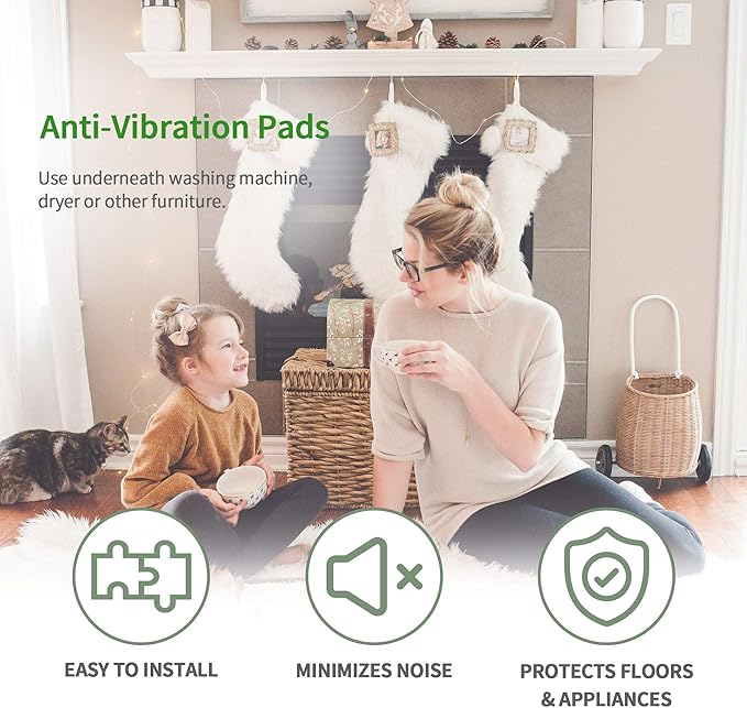Anti Vibration Pads for Washing Machine – Shock & Noise Reduction Rubber Feet, Heavy-Duty Anti-Slip Floor Protectors for Washer, Dryer, Sofa, Table & Furniture (2 Pack)