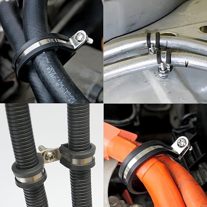20 PCS 3/16 Inch Cable Clamps - Stainless Steel, Insulated, Hose & Pipe Clamps