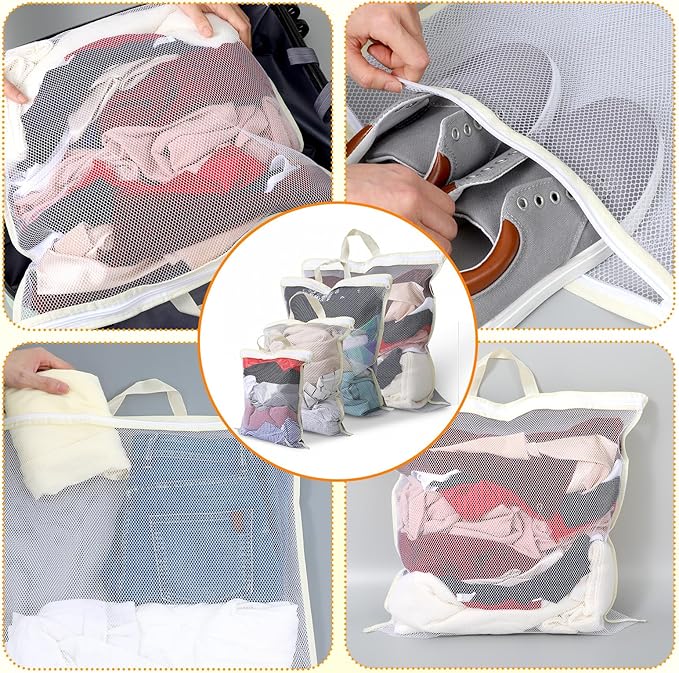 2PCS Mesh Laundry Bags for Washing Machine, Mesh Bag for Laundry Delicates Bag Large Laundry Bag 19x19 Inch Durable Laundry Wash Bag Gentle Wash Protection with Zipper Closure
