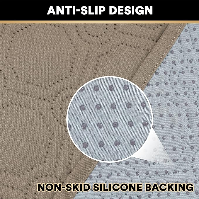 PrinceDeco Couch Cover for 3 Cushion Sofa Wateroroof Couch Sofa Cover for Dogs Diamond Quilted Pattern Furniture Protector Cover with Elastic Straps for Pet Cat (Sofa,Taupe)
