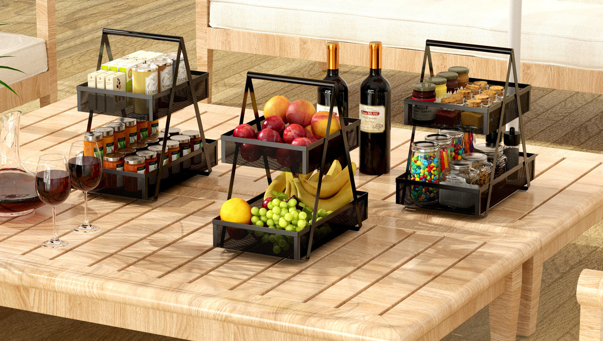 EKNITEY Snack Organizer for Countertop - 2 Tier Metal Snack - Image 8