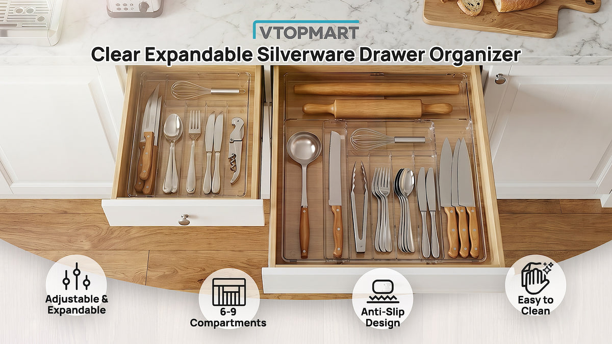 Vtopmart Expandable Silverware Organizer, Kitchen Drawer Tray - Image 8