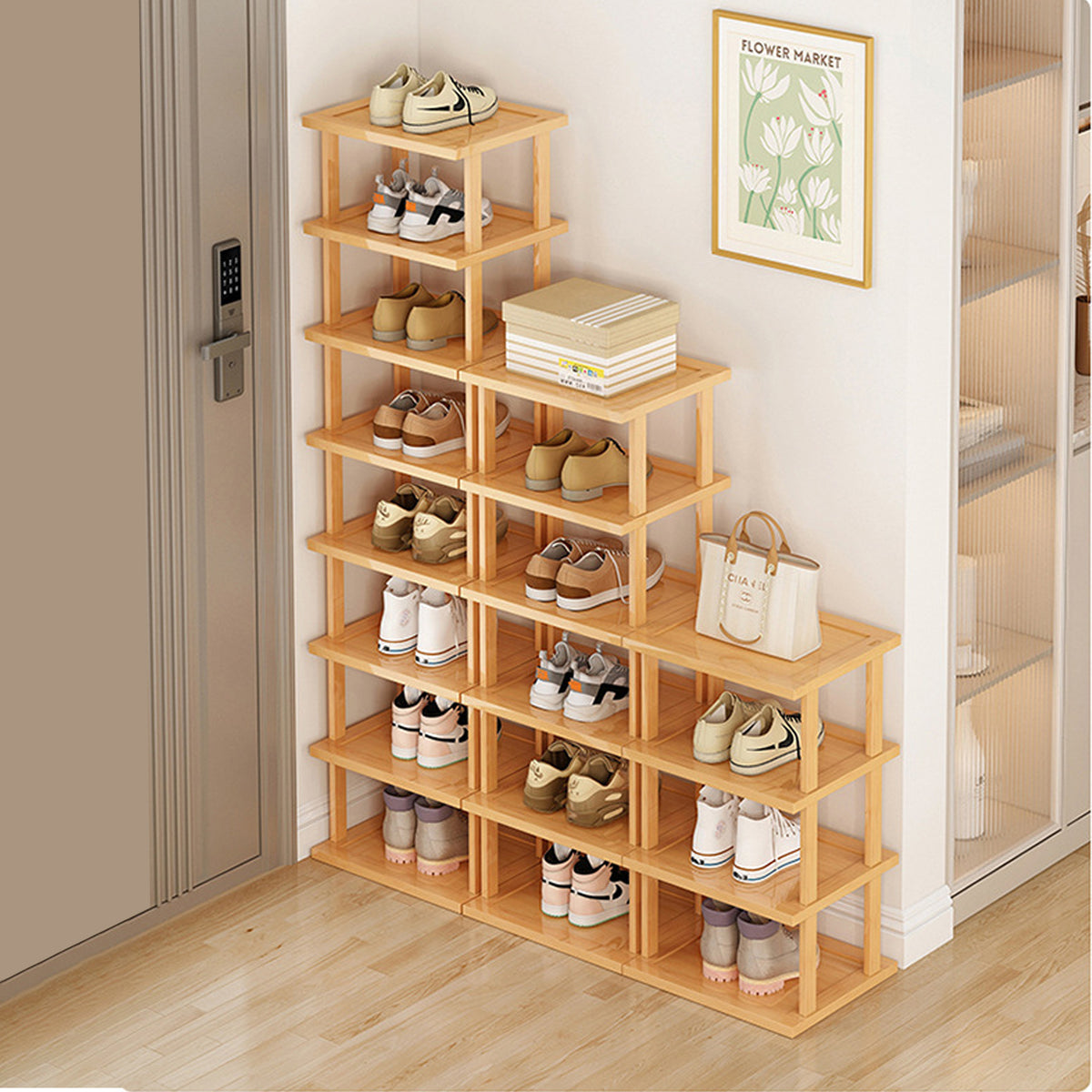 Vertical Shoe Rack,Tall Narrow Shoe Shelf Organizer Entryway Shoe - Image 8