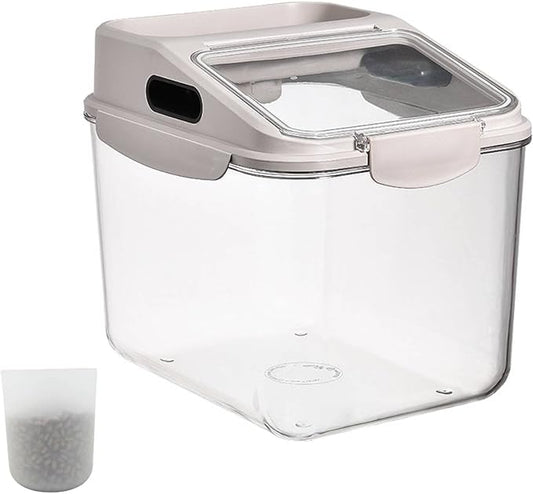 Fhiny airtight dog food storage container 5.5LB translucent sealed bucket for dry pet food organization