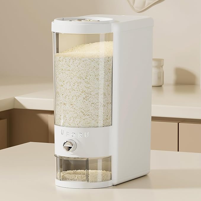Rice dispenser 20 lbs large airtight storage container kitchen pantry moisture pest-proof BPA-free one-touch dispenser