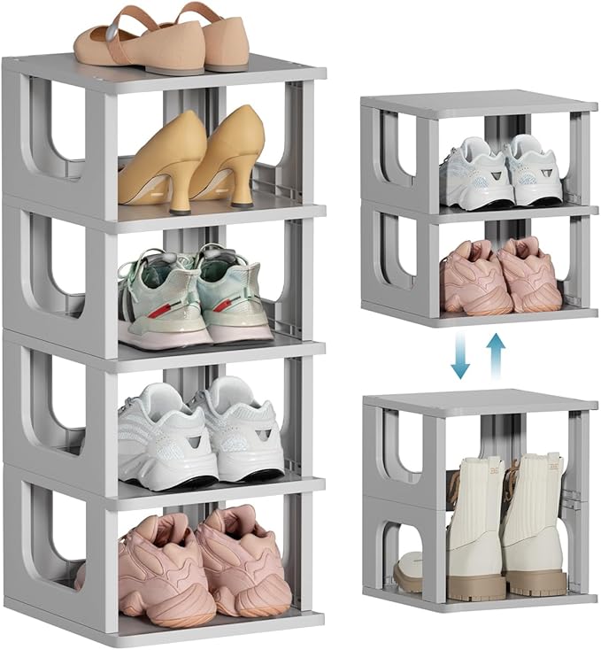 HAIXIN 5-tier space saving shoe rack storage stand closet entryway hallway dorm grey