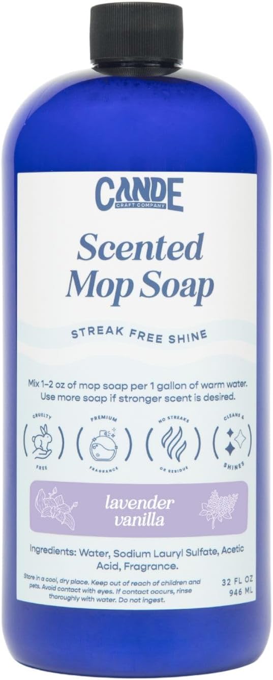CANDE lavender vanilla mop soap luxury floor cleaner 32oz for streak-free shine on all floor types