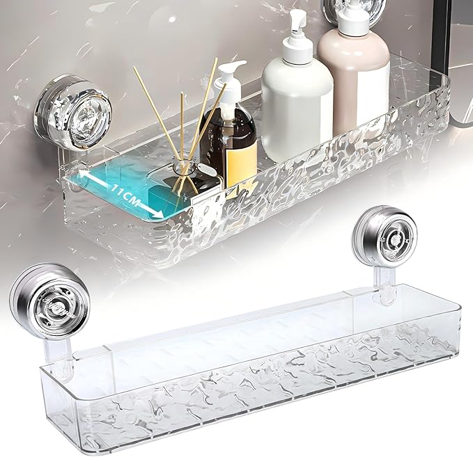 No-drill suction cup storage holder wall mounted organizer for bathroom kitchen and shower