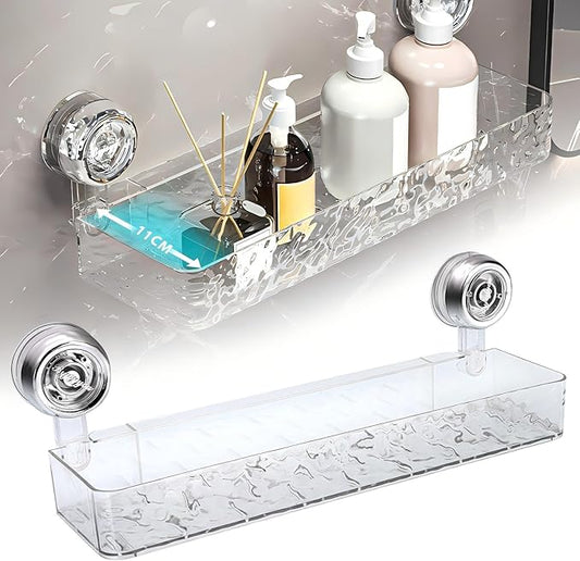 No-drill suction cup storage holder wall mounted organizer for bathroom kitchen and shower
