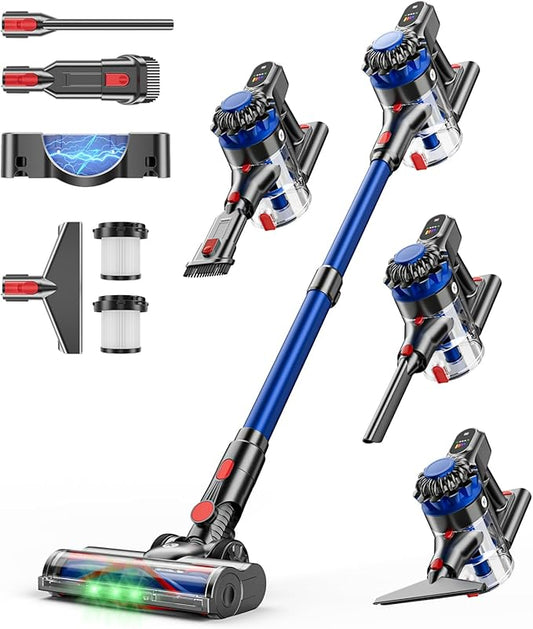 Cordless stick vacuum cleaner 500W 40Kpa with LED display wall mount charging for hard floors carpet pet hair