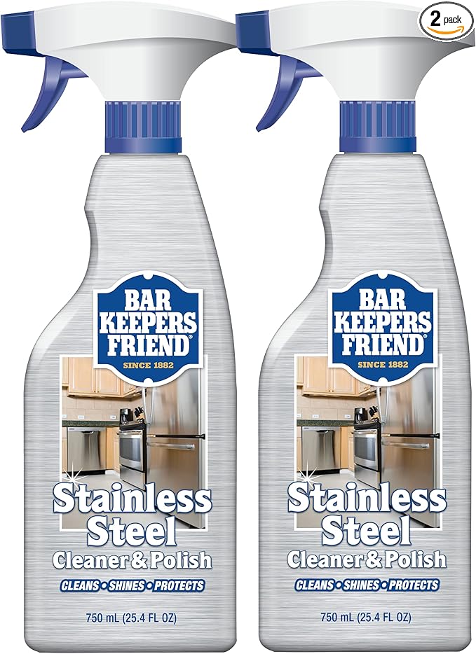 Bar Keepers Friend Stainless Steel Cleaner and Polish Spray - removes hard water stains and grime for deep cleaning home surfaces