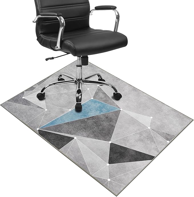 Black blue office chair mat for hardwood floor 36x48 inch anti-slip desk chair rug mat for home office laminate floor protection