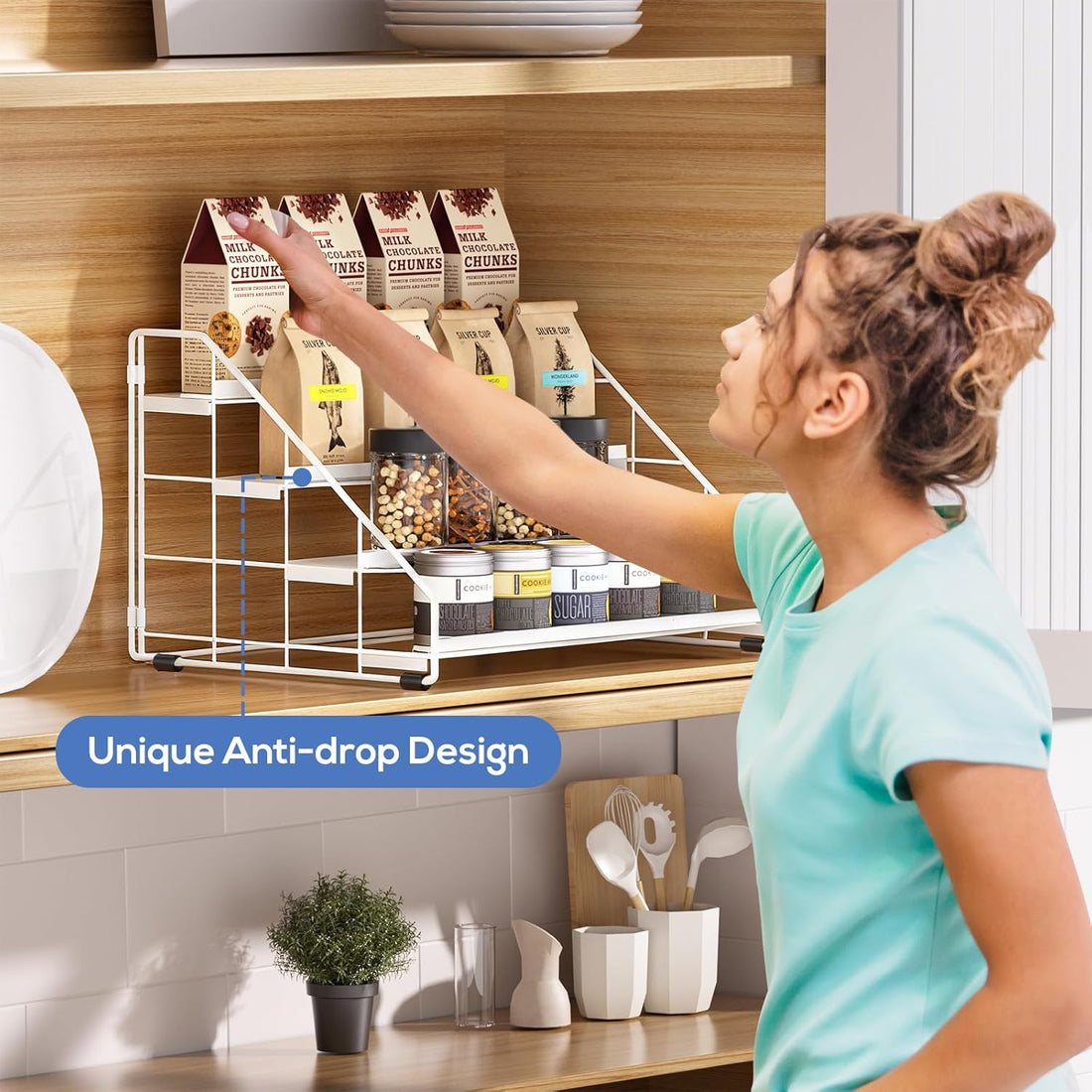 4-tier adjustable spice rack organizer for cabinet and pantry space-saving tiered shelf kitchen storage