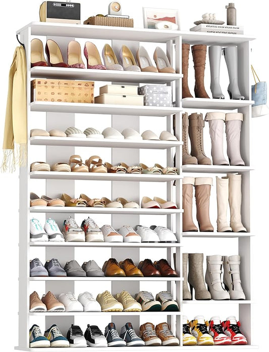HOMEFORT 10-tier freestanding shoe rack tower 50 pairs white entryway closet storage