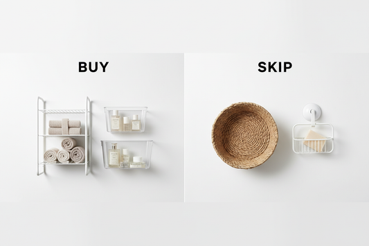 Bathroom storage buying guide showing what to buy and what to skip