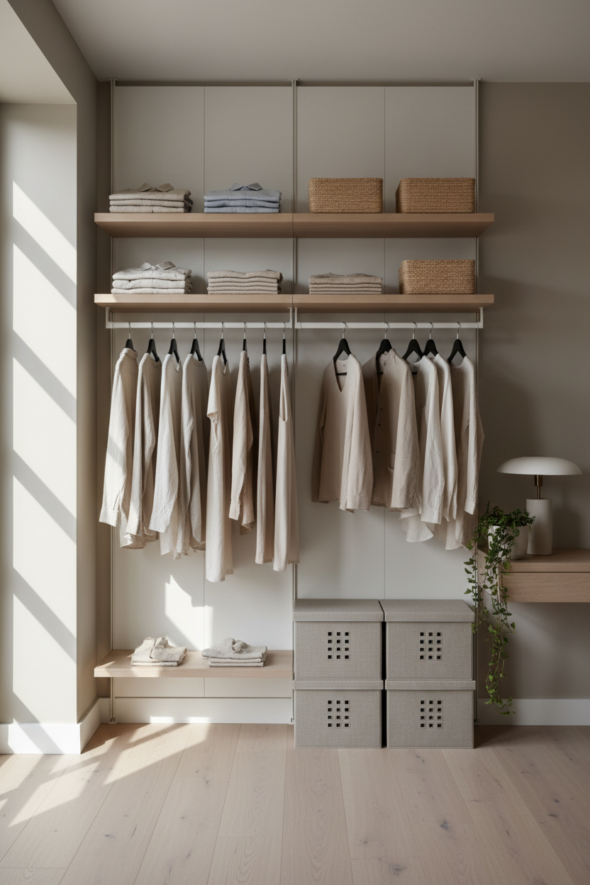 Smart small-space storage ideas in a calm organized modern home