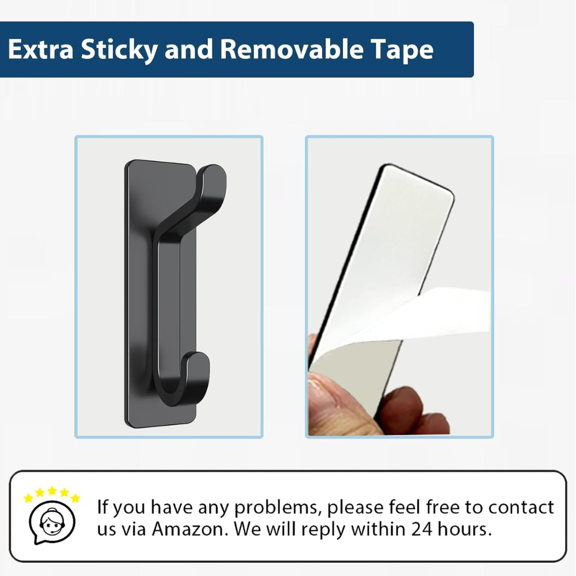 4 Pack 13LB Strong Adhesive Hooks Black Stick-On Wall Hooks For Coats Towels Bathroom Kitchen Home Storage Organization - Image 5