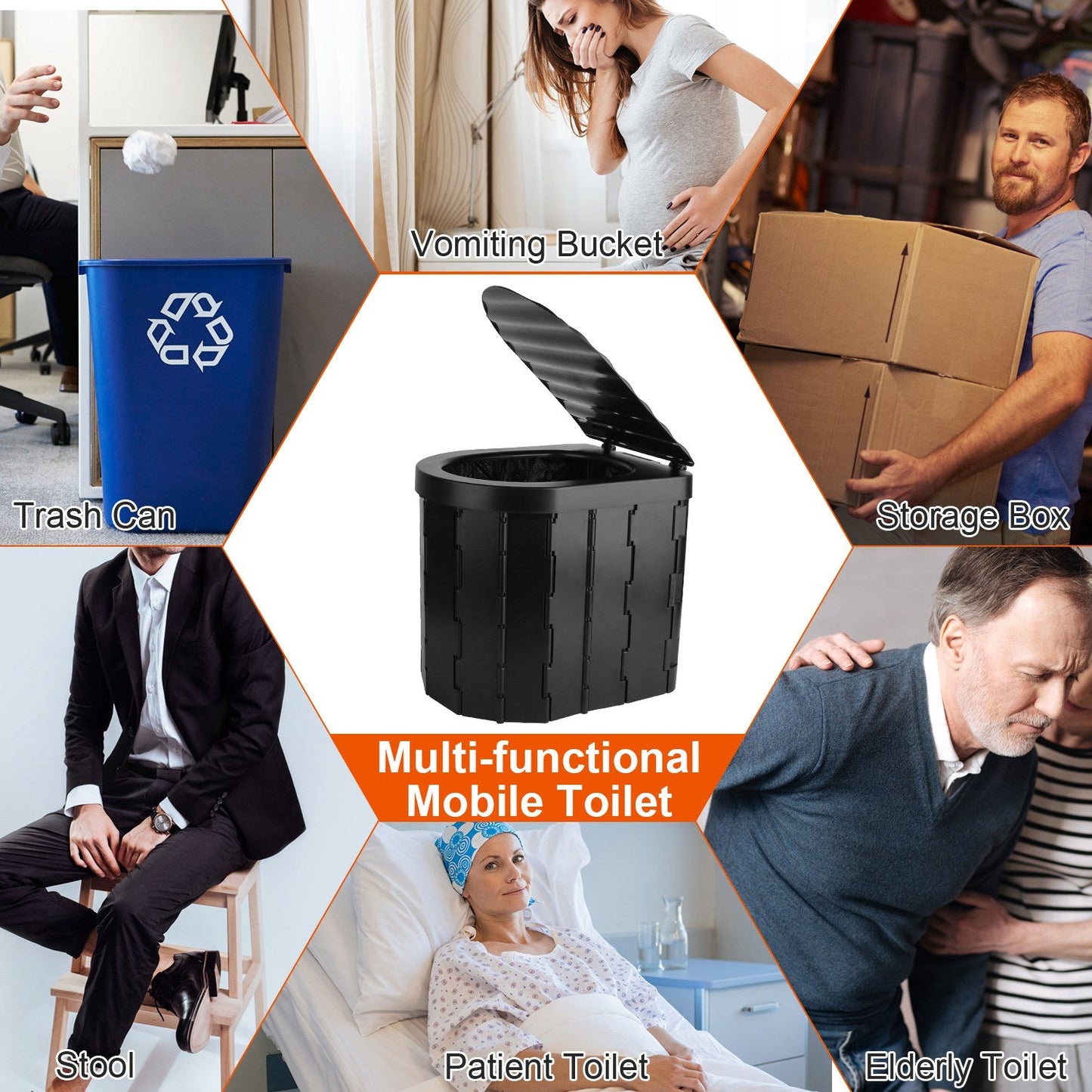 Foldable Portable Camping Toilet – Emergency Porta Potty with Lid & Carry Bag | Fixory911
