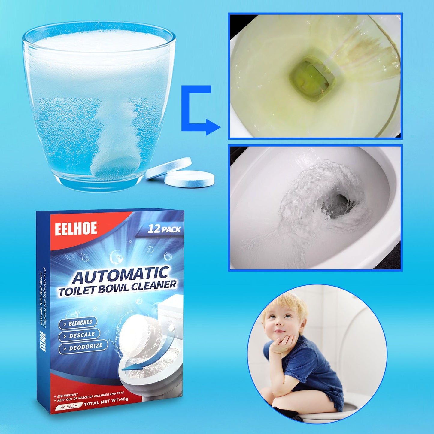 Toilet Cleaning Effervescent Tablets – Lemon Scent Fizzing Cleaner | Fixory911