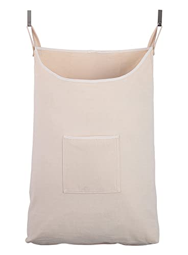 Hanging Laundry Hamper with Front Pocket, Beige, 65 Liters - Image 2