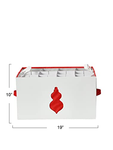 Household Essentials Ornament Storage Chest with 24 Pockets, Red - Image 4